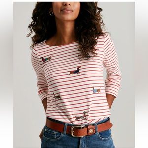 NWOT! Red stripe sausage dog harbour lux long sleeve tee.